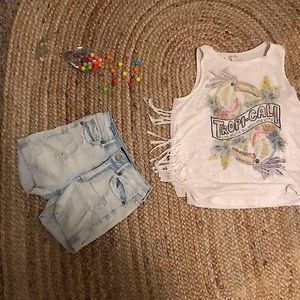 Vintage tropicali tank with high wasted jeans
